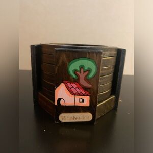 New Handmade Set of 6 Wood Drink Coasters Made in El Salvador